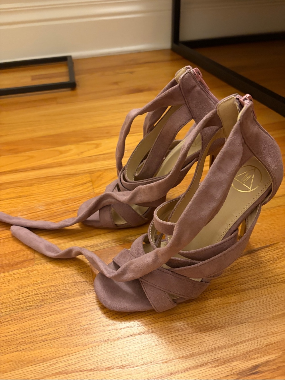 Missguided + Dusty Mauve Suede Lace-Up Stiletto Heels